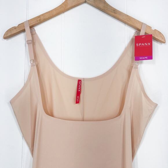 Spanx Thinstincts Open Bust Mid Thigh Bodysuit #10021P Plus Size 1X Soft Nude - Picture 3 of 15